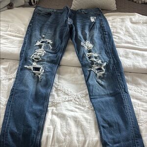 Abercrombie kids 
Dark denim distressed